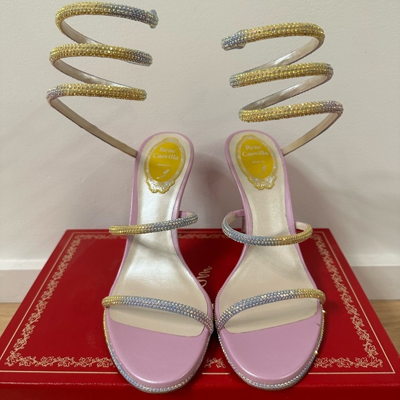 Authentic Rene Caovilla Cleo Crystal Wrap Sandals Heels - Picture 3 of 8